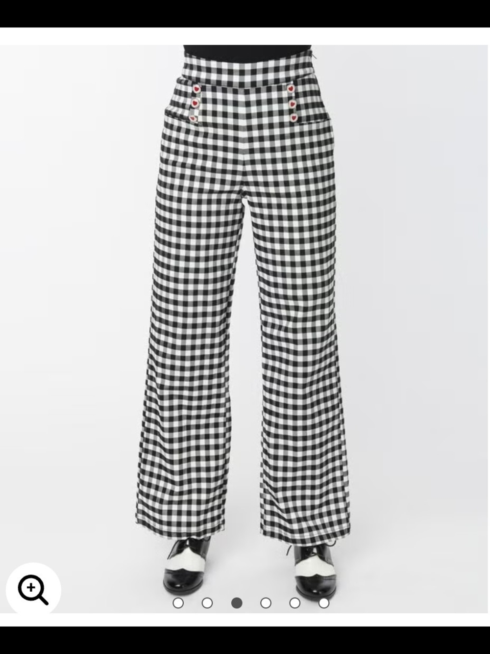 Black & White Gingham Wide-Leg Pants